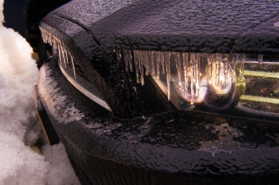 Coated car during the March 1st ice storm